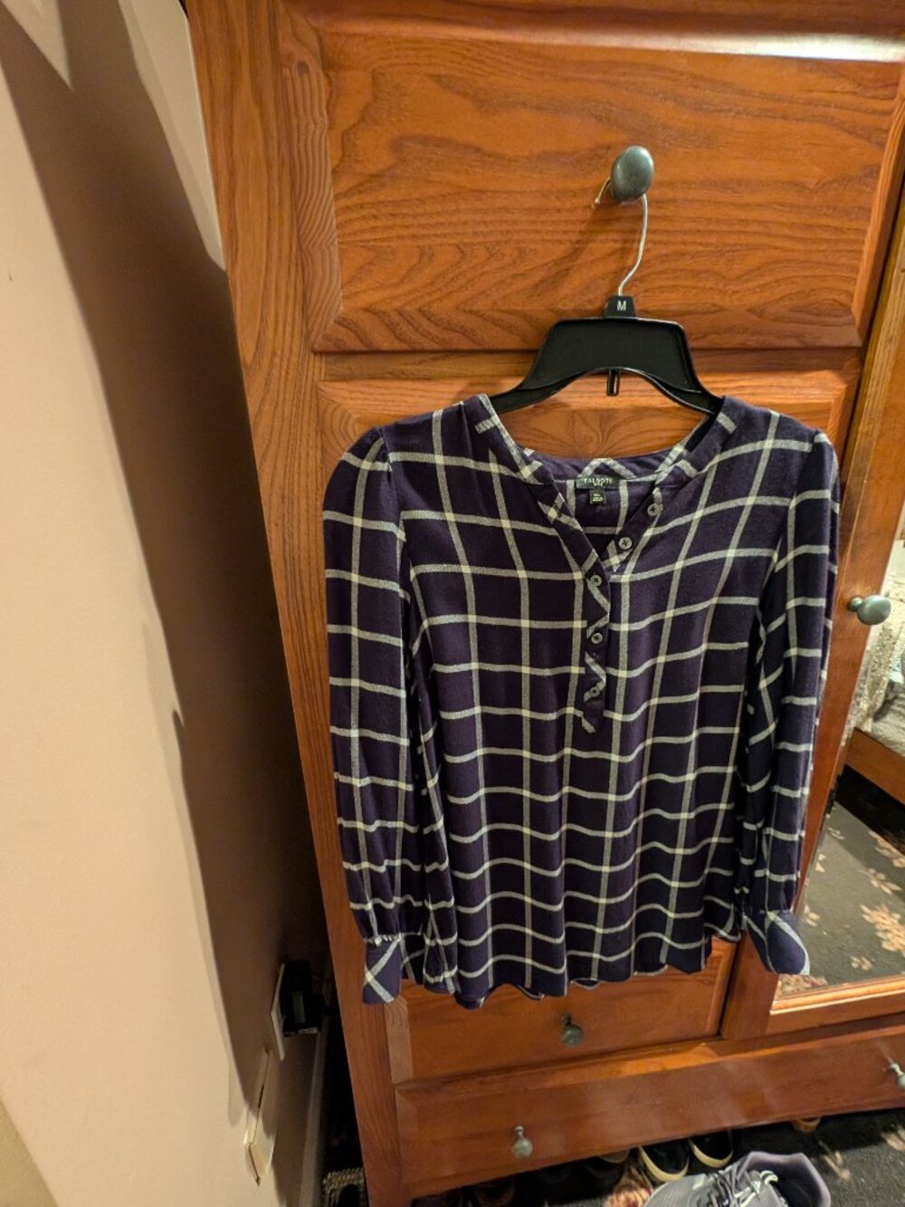 Navy Blue and White Blouse